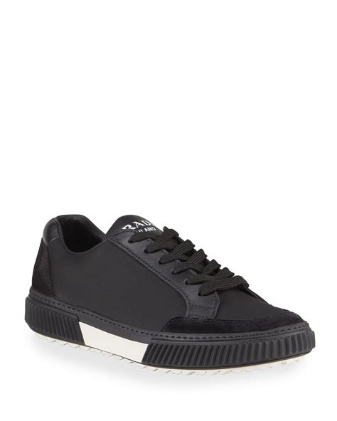 prada men's suede-trim low-top sneakers|Prada Men's Suede.